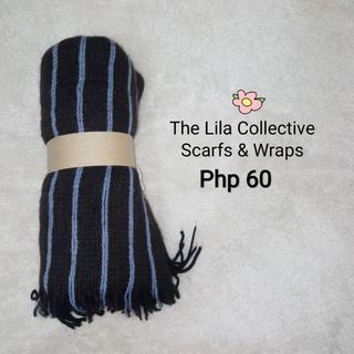 Brown scarf with blue stripes