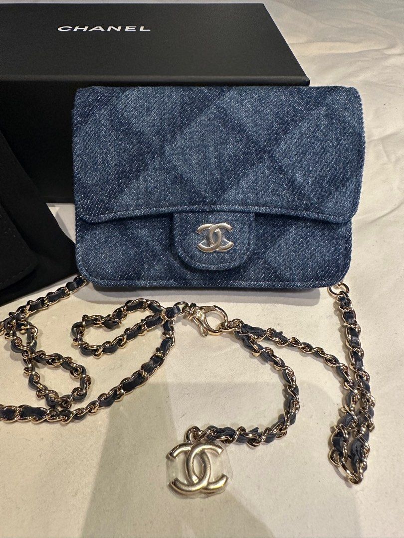 Chanel Denim Micro Sling Bag / Belt Bag, Luxury, Bags & Wallets on Carousell