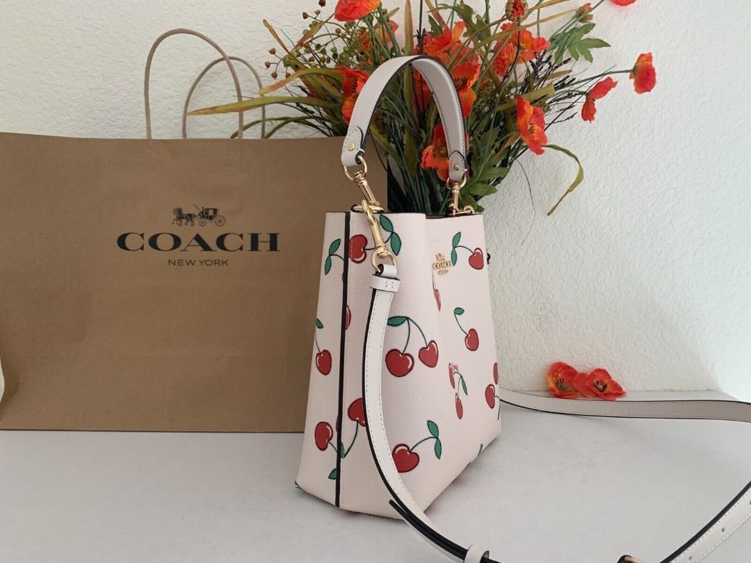 Coach (CF422) Mollie 22 Small Heart Cherry Print Coated Canvas