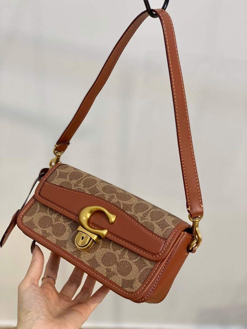 ON SALE* MICHAEL KORS #37640 Brown Canvas Monogram Logo Shoulder