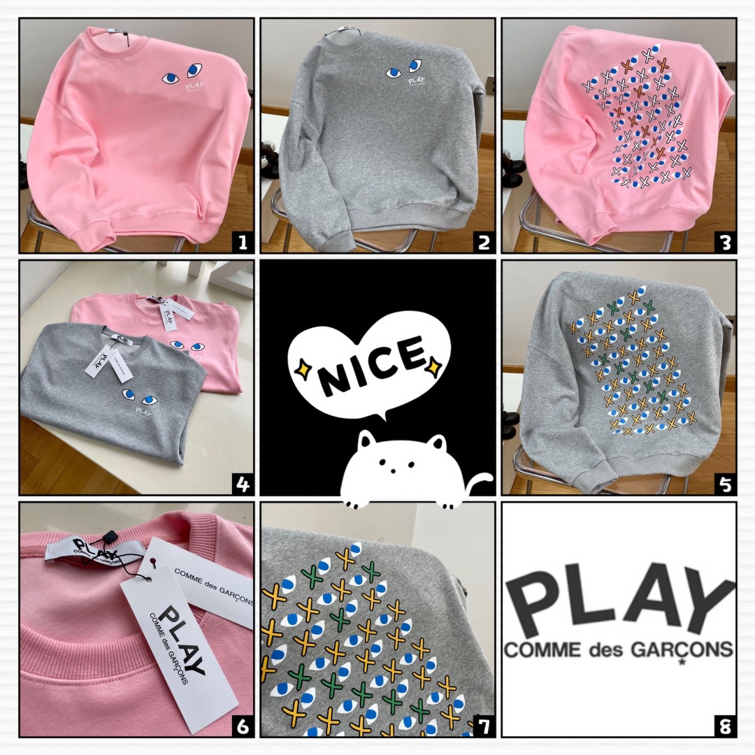 Comme des garçons PLAY川久保玲新款彩色眼睛印花圓領衛衣(男女同款