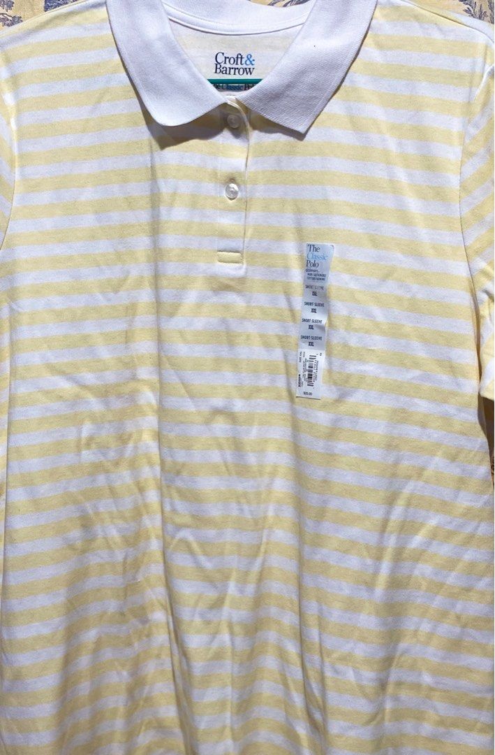 Croft u0026 Barrow The Classic Polo White and Yellow Stripe Shirt, Women's  Fashion, Tops, Shirts on Carousell