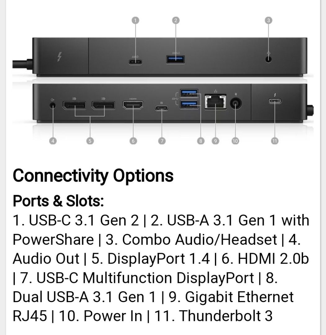 Dell Thunderbolt Docking Station WD19TB with 180W ac adapter, Computers