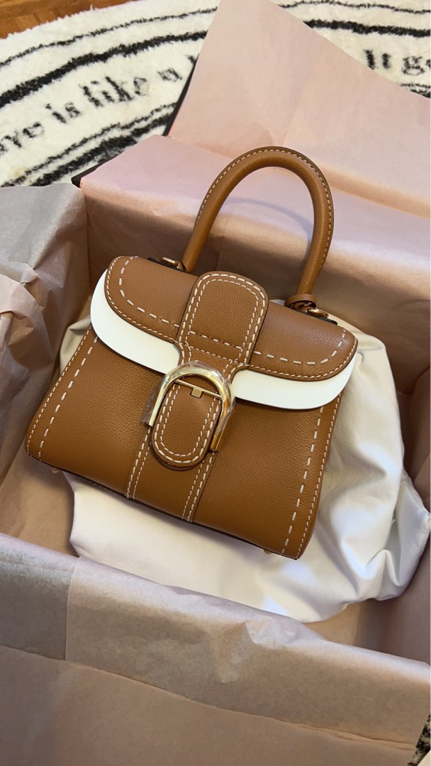 Delvaux Tote Bag Color Navy Brown Leather Bicolor Handle Vintage