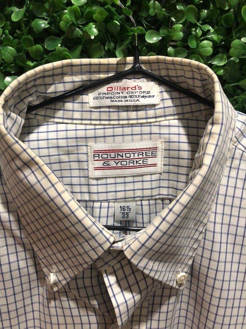Dillard's Roundtree & Yorke Checkered Long Sleeve White Polo ...
