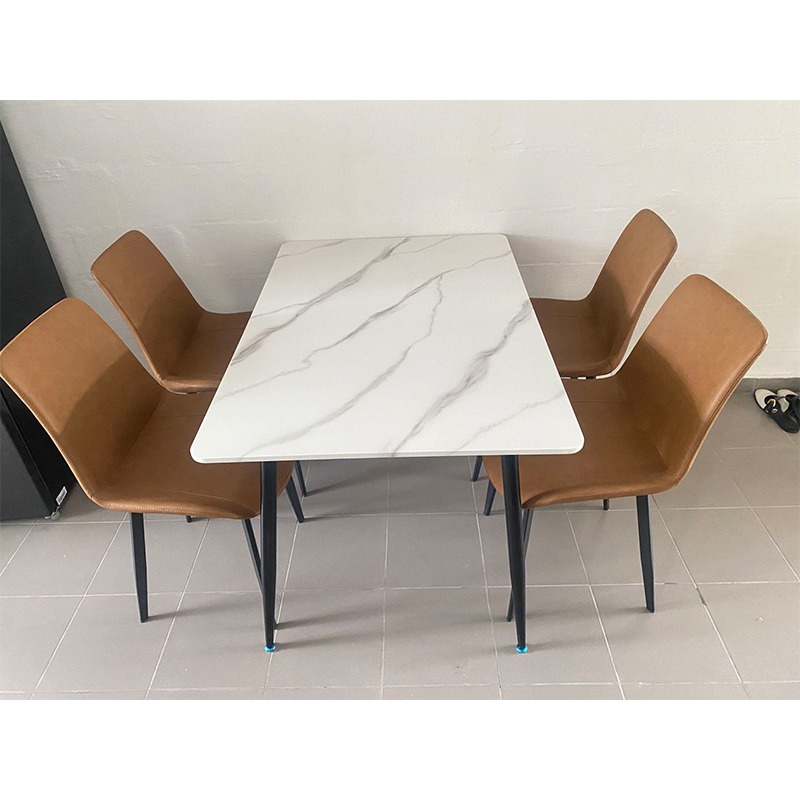 Dining Table Set Simple Wood Table+ 4 Chair, Furniture & Home Living ...