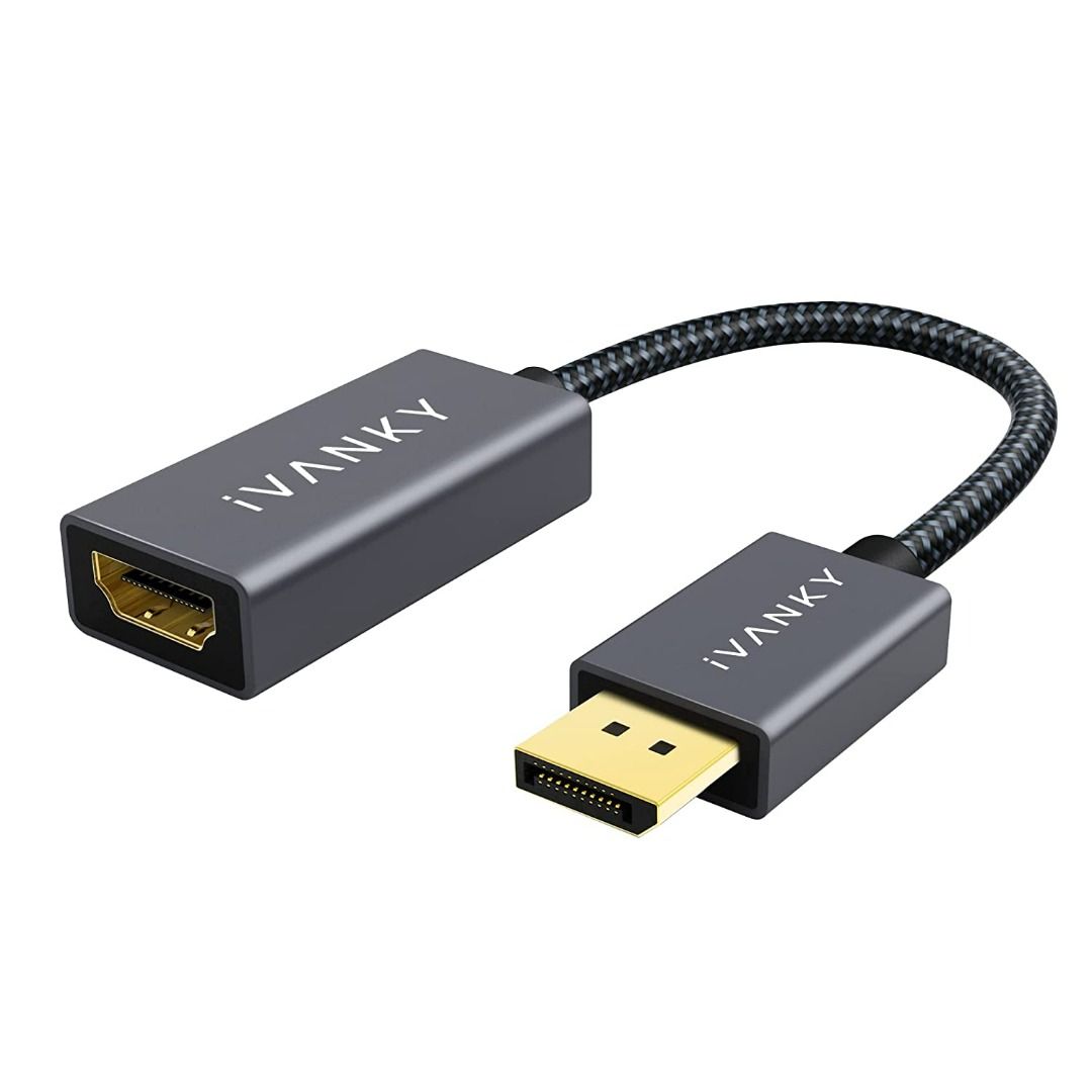 DisplayPort (DP) to HDMI Adapter Cable, Display Port to HDMI Adapter  Converter Male to Female Connector 1080P for Computer, Desktop, Laptop, PC