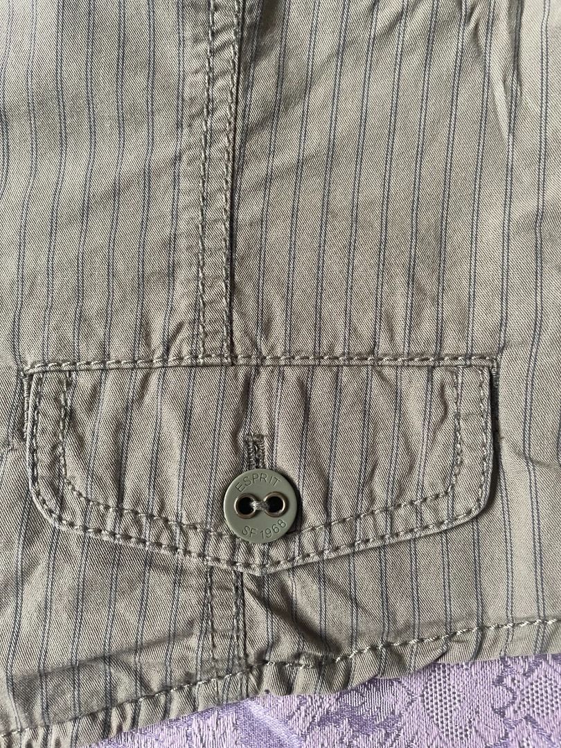 Esprit Green Pinstripe Smocked Back Halter Vest Top 90s Y2K Acubi on