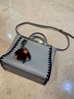 Fendi Monster Backpack Bag Charm Nylon with Leather and Fur Micro