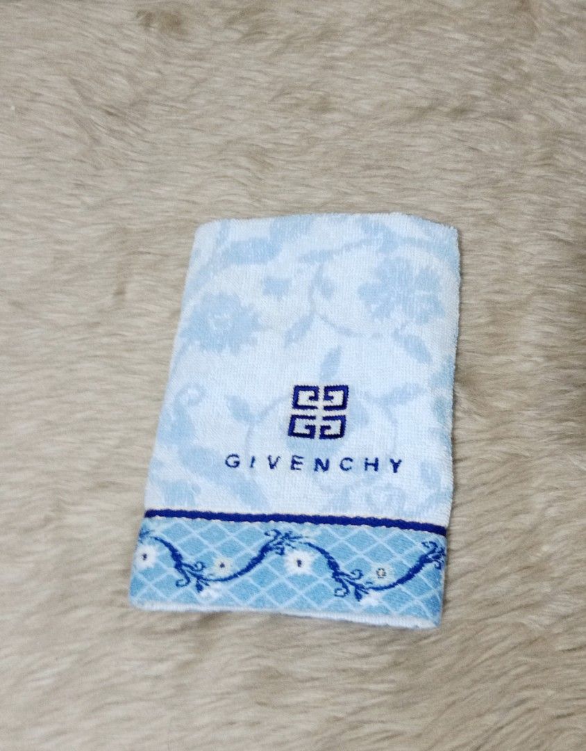 Givenchy Blue White Face Towel (Category: Face Care) located in Caloocan City. Submitted by sassypurchased (Listing ID 1216484656, Image 2). Description: Givenchy Blue White Face Towel 230 Good condition From Japan Preloved Shop NOT UKAY SOURCE Measurements: H-14 L-14 inches approx We accept credit/ debit card payment online or in-store Installment available via Atome, 3 months to pay, 0% interest DETAILS ARE POSTED IN THE PIC ♥️Sold as is. What 