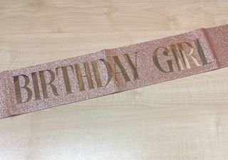 Glittery Birthday sash in sliver, rose gold