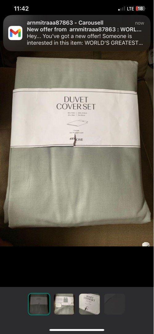 H&M DUVET COMFORTER COVER SET QUEEN SIZE (Category: Bedding & Towels) located in Cavite. Submitted by 4ckids (Listing ID 1216491523, Image 1). Description: 1 duvet cover queen size 2 pillow cases Bdo or gcash Shopee checkout shipping.