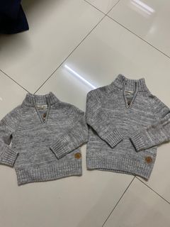 H&M knitwear knitted grey sweater size 90, size 100 top warm wear keep warm traveling