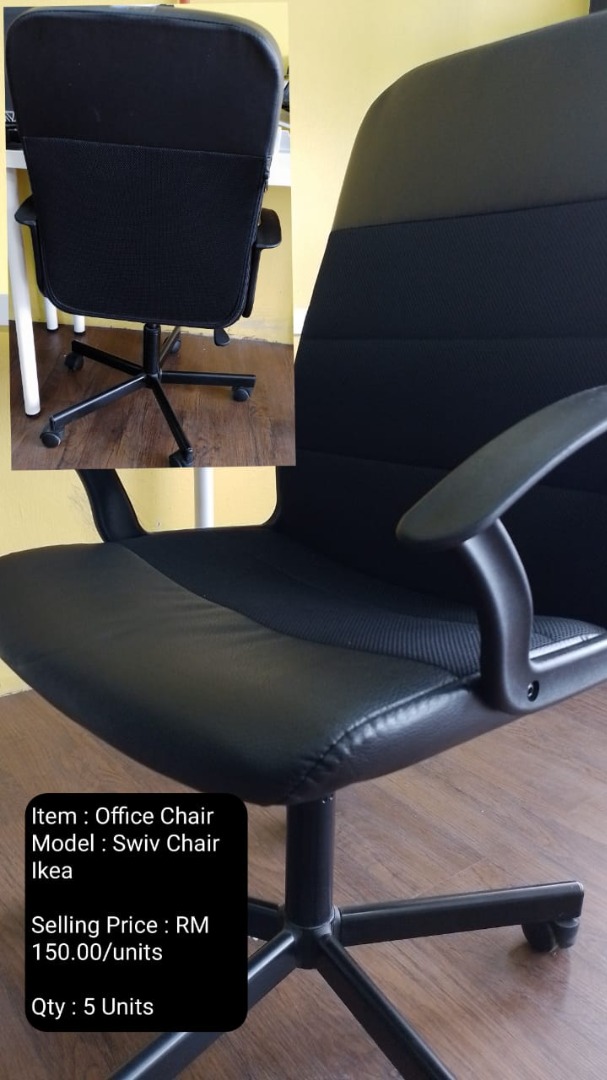 Ikea Black Office Chair, Furniture & Home Living, Furniture, Chairs on  Carousell