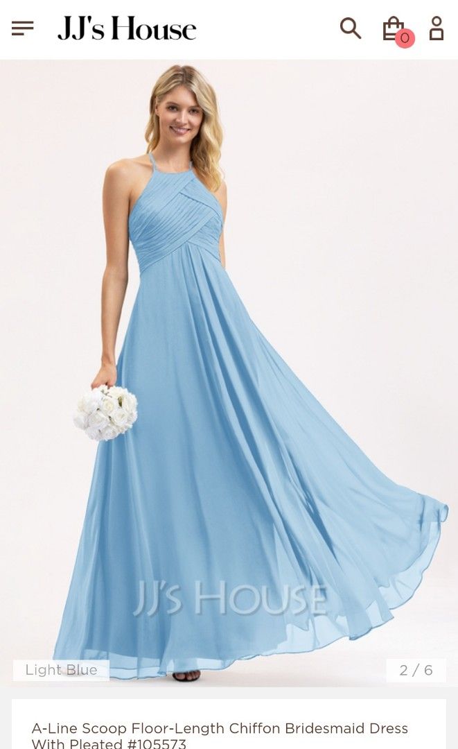 JJ s House A Line Light Blue Chiffon Maxi Bridesmaid Dress
