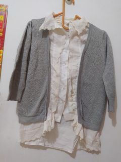 Knitt n co grey white top
