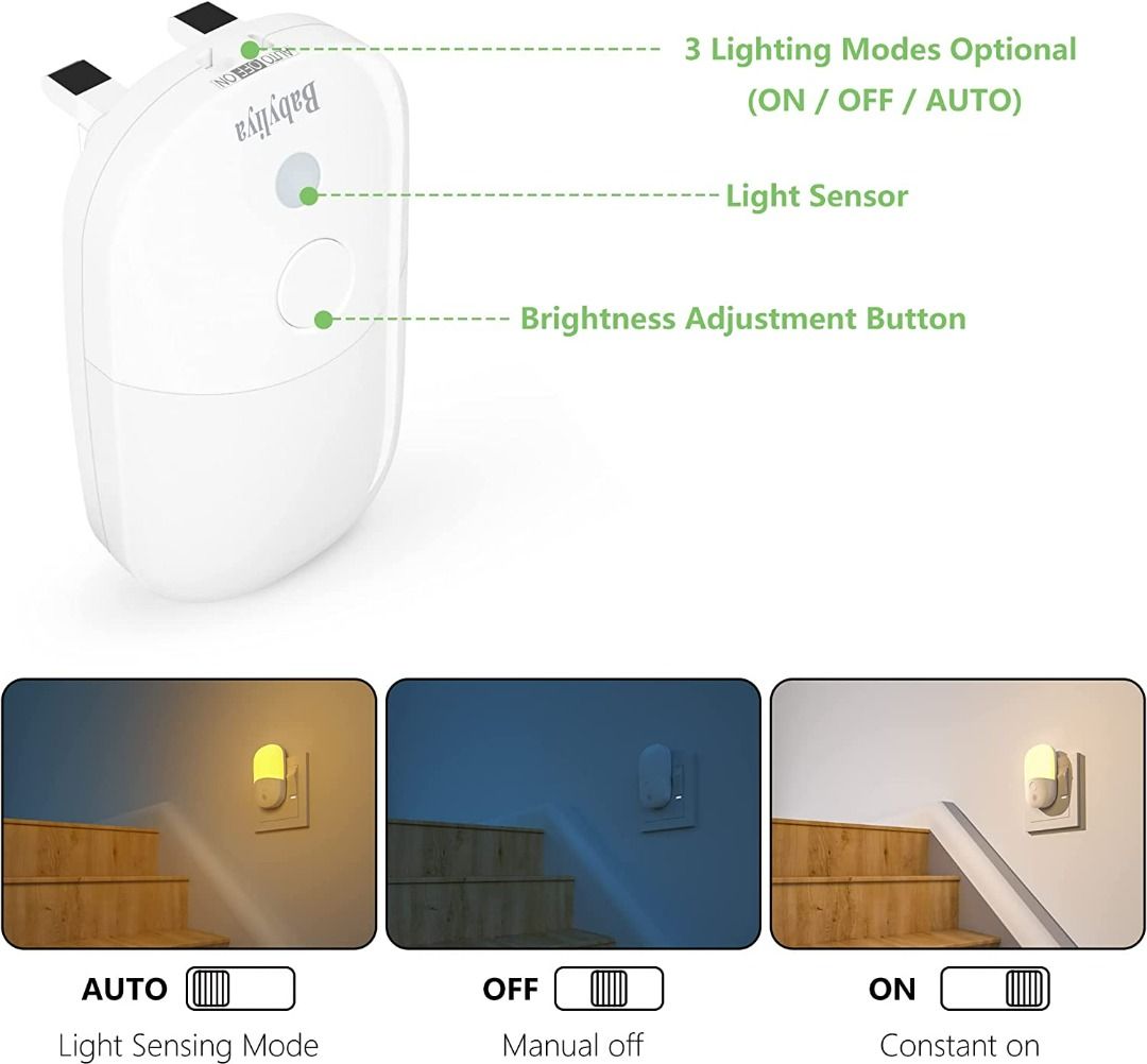 AUVON Plug-in LED Motion Sensor Night Light with Dusk to Dawn Motion Sensor,  Adjustable Brightness