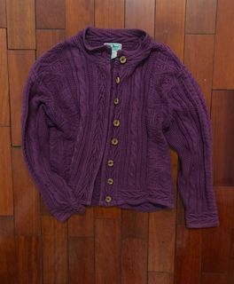 L.L.Bean 麻花針織木扣藕色外套