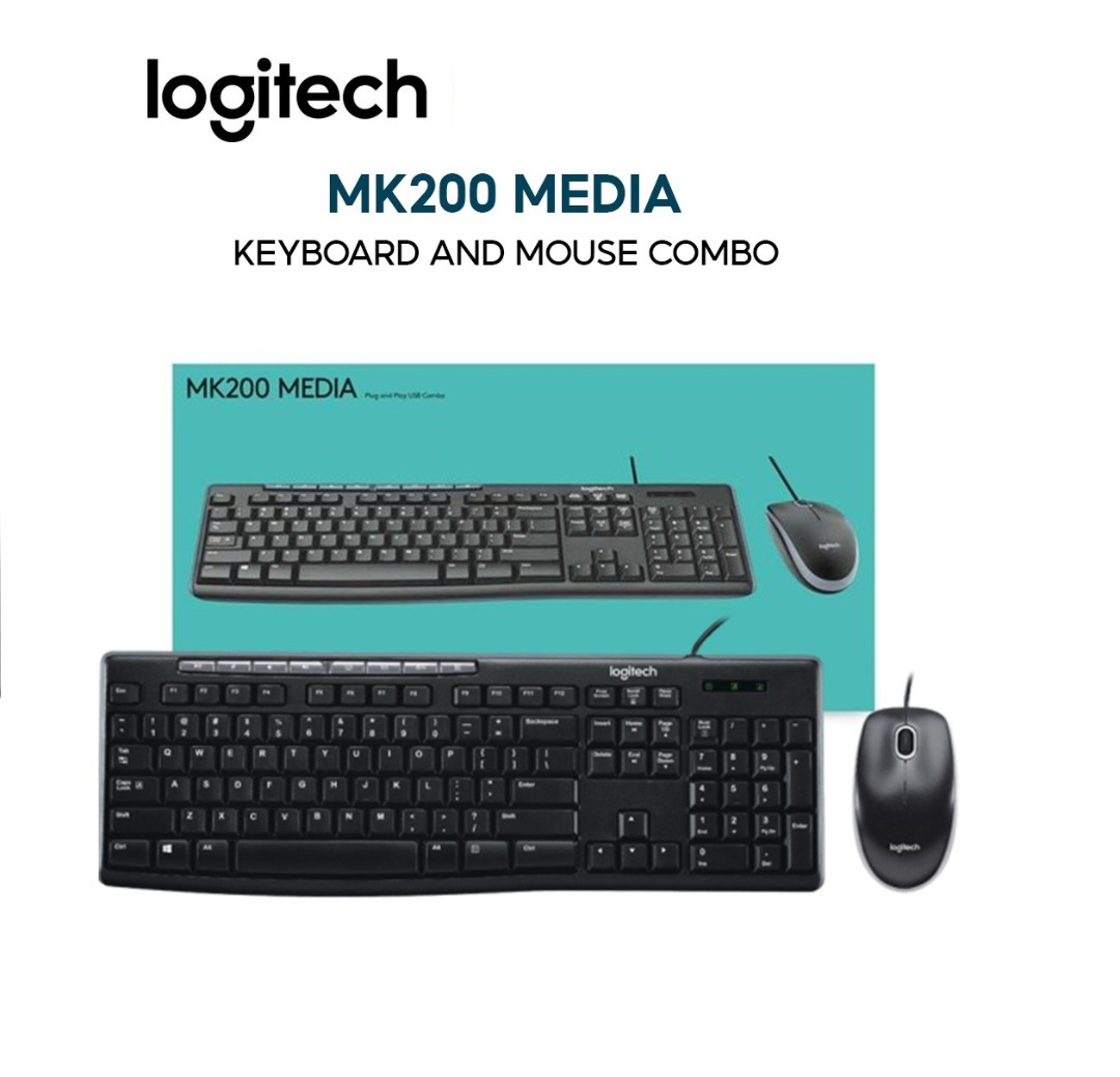 LOGITECH MK200 MEDIA WIRED KEYBOARD MOUSE COMBO New