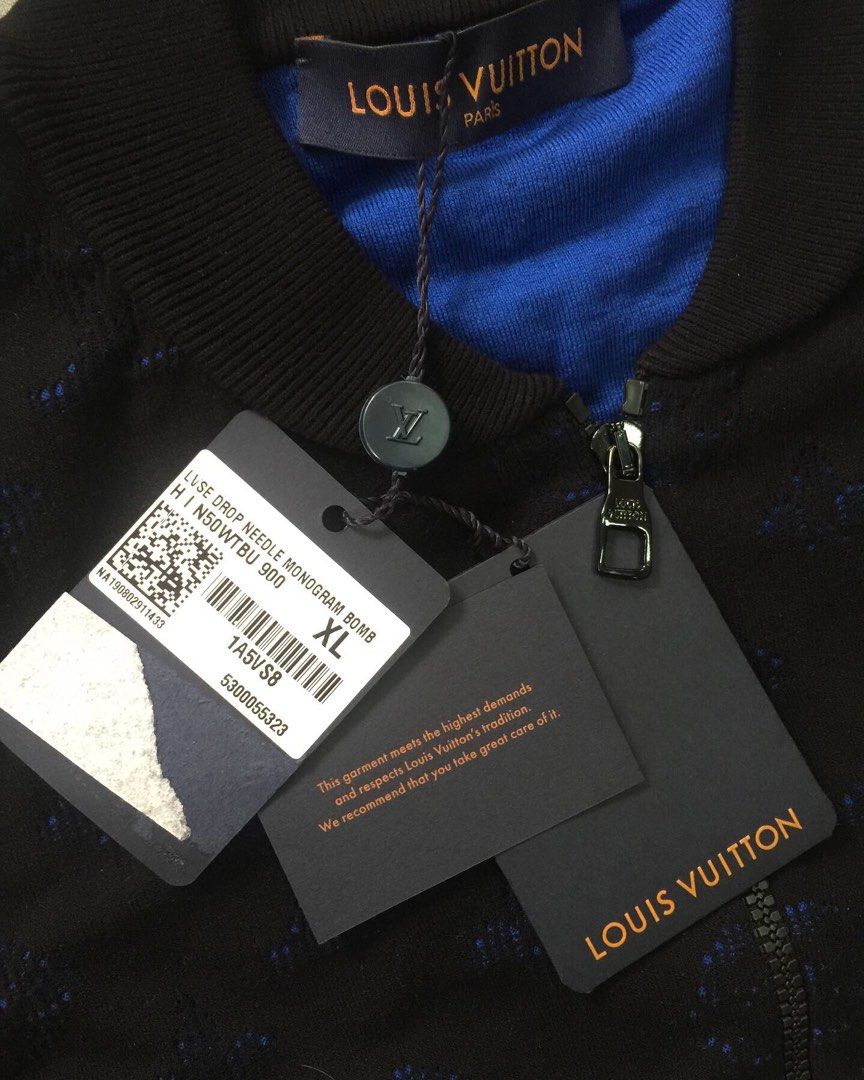 Louis Vuitton Black & Blue Drop Needle Monogram Bomber – Savonches