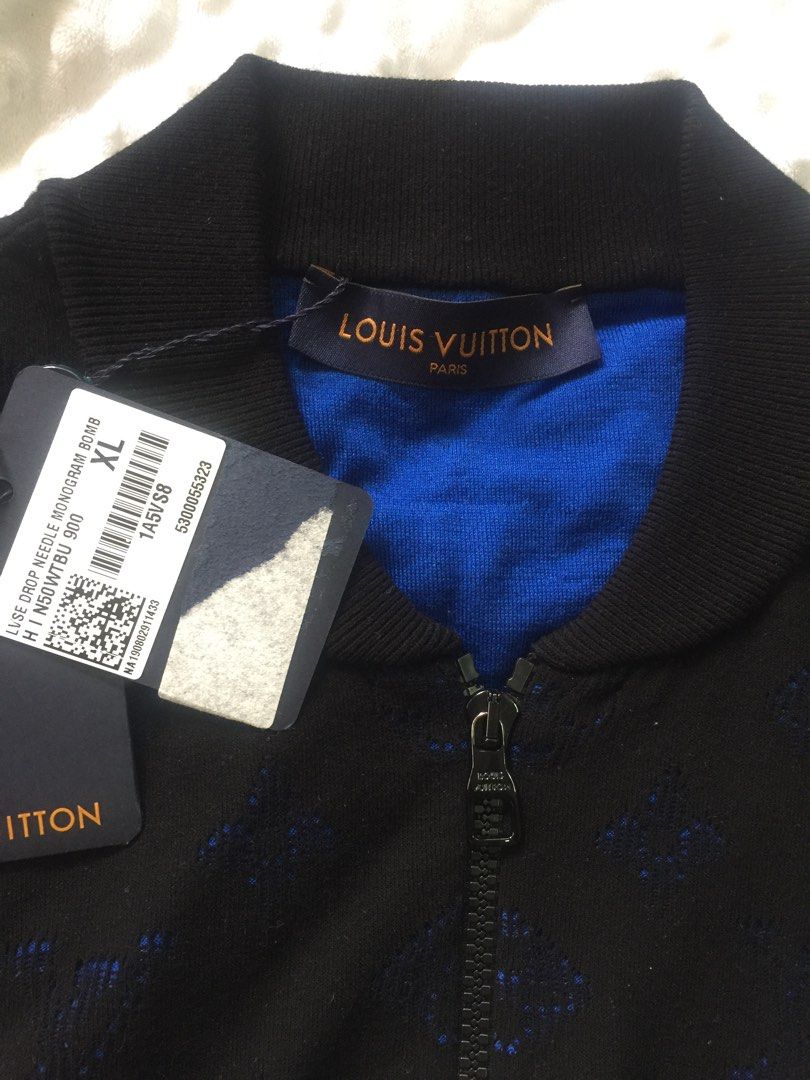 Louis Vuitton Navy LVSE Drop Needle Monogram Bomber Jacket size XXL
