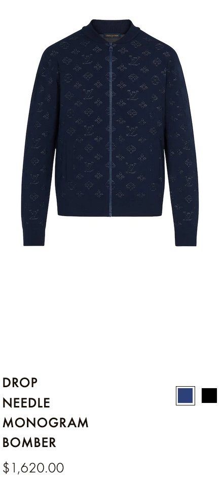 Louis Vuitton Drop Needle Monogram Bomber in Blue for Men