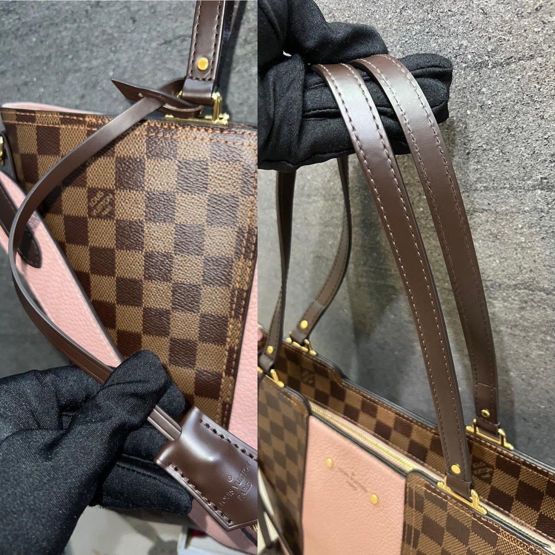 LV Louis Vuitton Jersey Damier Ebene Pink Magnolia Tote Bag, Luxury, Bags &  Wallets on Carousell