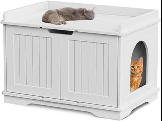 DINZI LVJ Hidden Cat Litter Box Enclosure, Flip Top Cat Washroom Furniture,  Good Ventilation, Entrance Can
