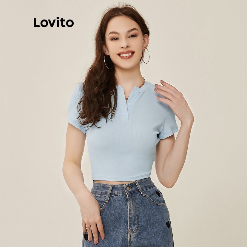 Lovito Button Tshirt, Women's Fashion, Tops, Shirts on Carousell