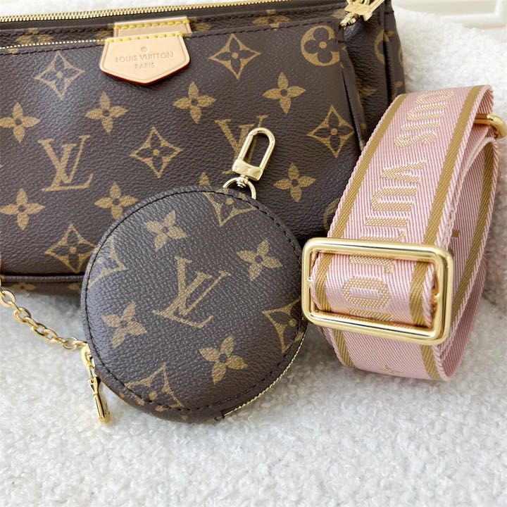 LV Multi Pochette Accessoires MPA in Monogram Canvas, Pink Strap