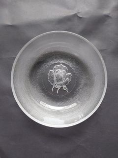 Mangkuk saji vintage glass bowl motif mawar rose MADE IN JAPAN