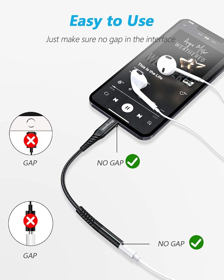 Mangotek Lightning to 3.5mm Female Jack iPhone Headphone Adapter
