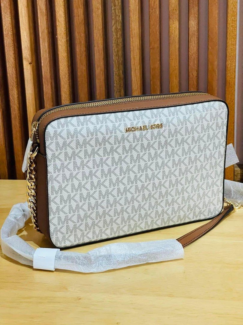Michael kors jet set signature large east west online crossbody vanilla