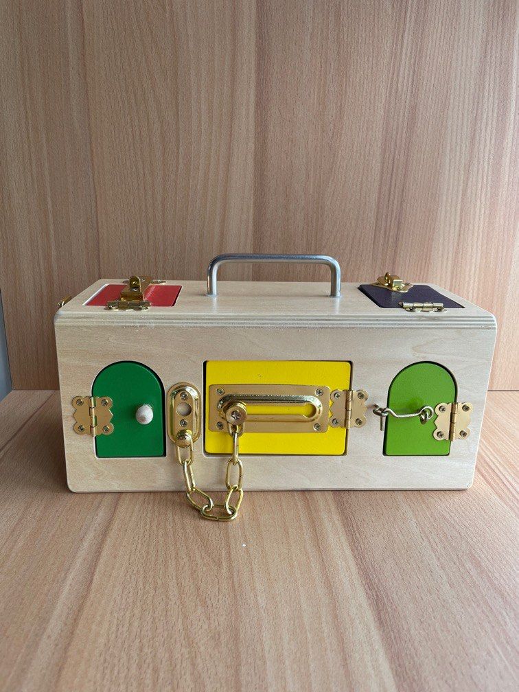 Montessori wooden lock box, Babies & Kids, Infant Playtime on Carousell