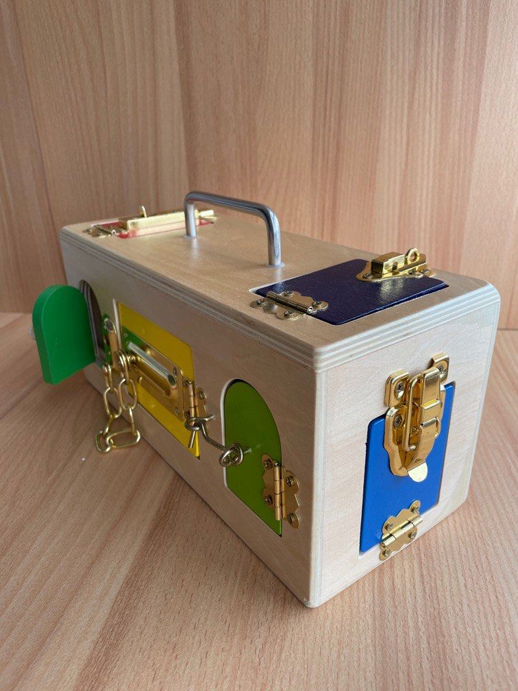 Montessori wooden lock box, Babies & Kids, Infant Playtime on Carousell