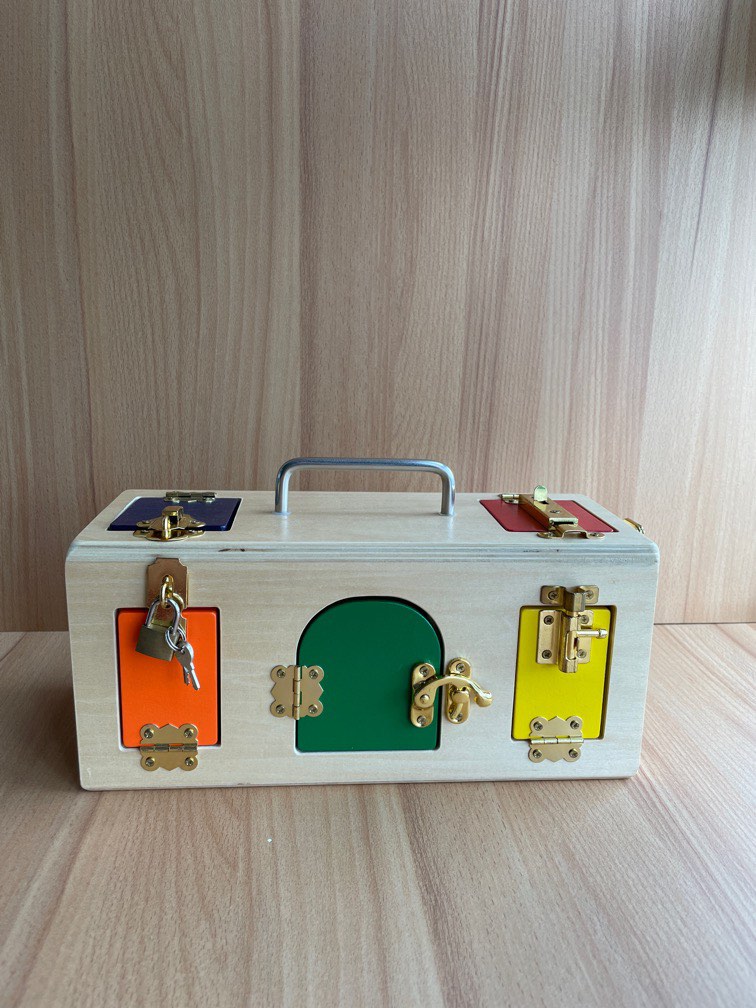 Montessori wooden lock box, Babies & Kids, Infant Playtime on Carousell