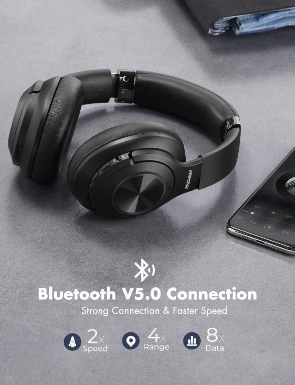 Mpow H21 Active Noise Cancelling Headset Wireless Bluetooth 5.0 Music Headphones 40h Playtime Audio Headphones Headsets on Carousell