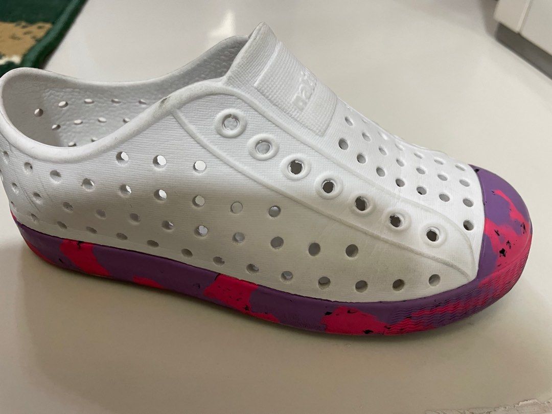 Native marbled purple kids shoes (Category: Babies & Kids Fashion) located in Makati City. Submitted by chuang147 (Listing ID 1216472682, Image 2). Description: Outdoor use shoes for kids 3-5 yrs old Sizes C 11 19 cm length Glorietta purchased Lalamove delivery only Gcash prior to booking No to scammers No return no ex change Pre loved shoes what you see is what you get Flaws : some dirt still washable Discoloration with some part and faded as yo