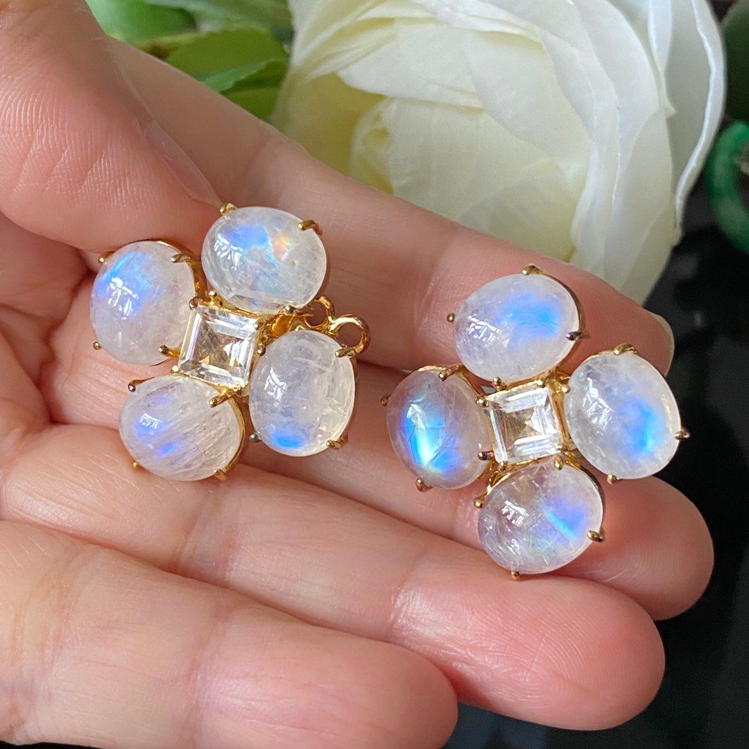 Rainbow sales moonstone earrings