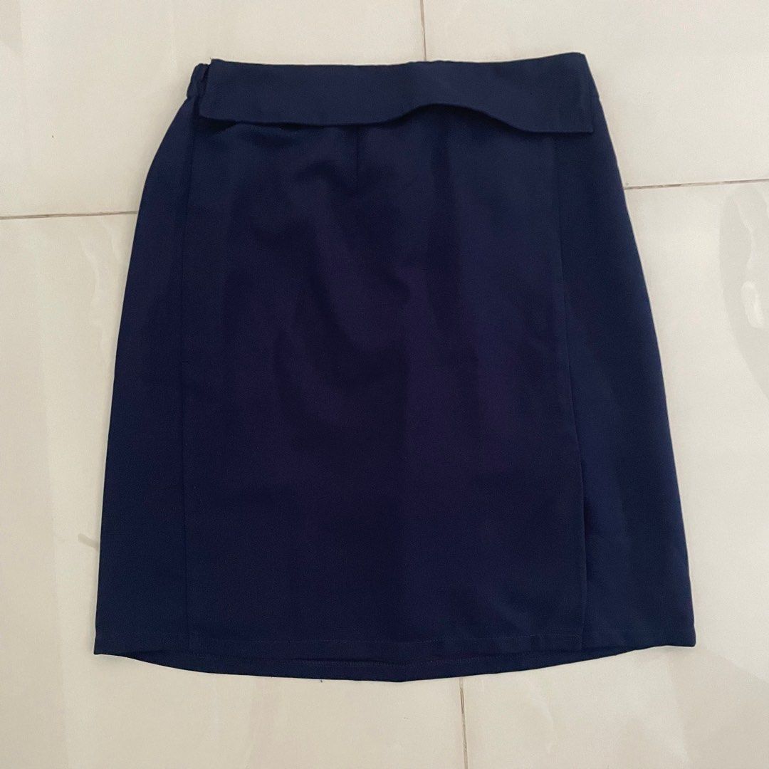 Elastic waist online navy skirt