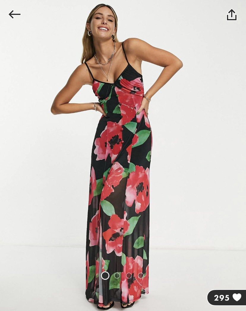 asos black and red floral dress ASOS Floral Print Twist Cut Out Back Flatter Sleeves Pleated Midi Dres   Letay Store