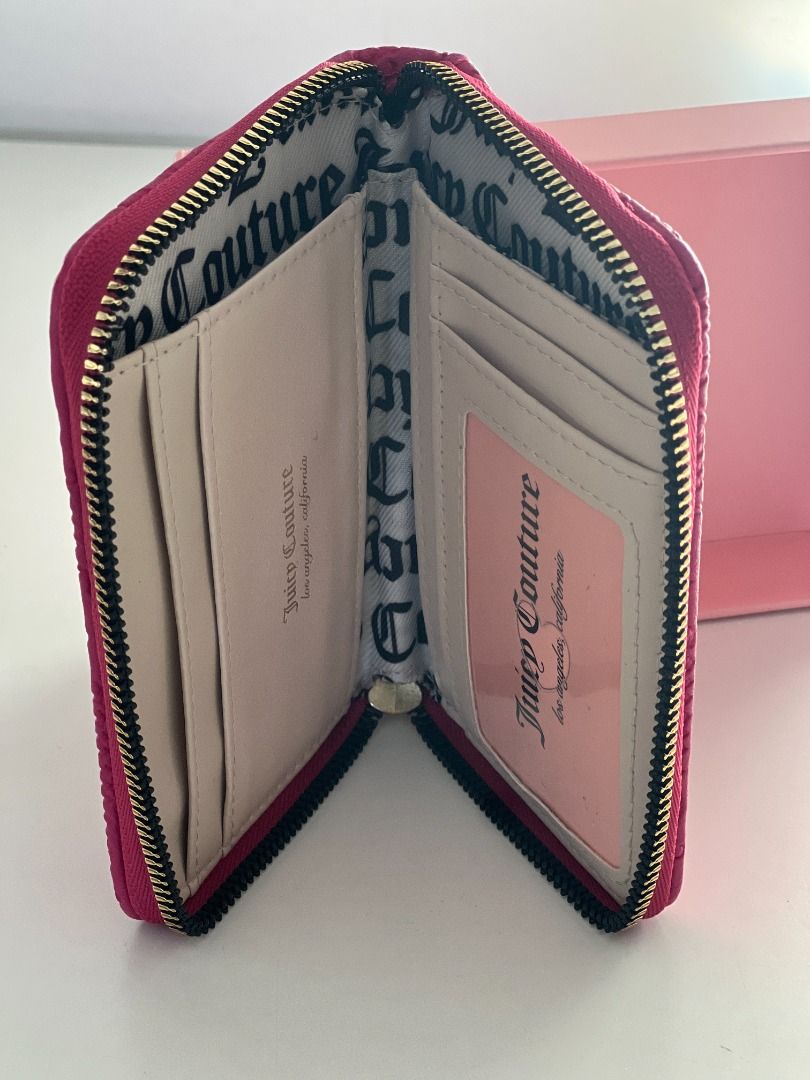 NEW! JUICY COUTURE RASPBERRY TART PINK MEDIUM ZIP AROUND CLUTCH WALLET ...