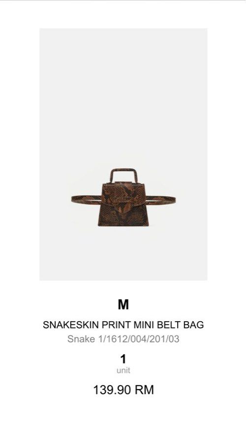 Zara snake on sale belt bag