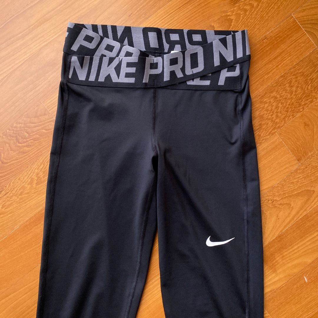 Nike Pro Crossover Logo Waistband Leggings Tights, Women's Fashion,  Activewear on Carousell