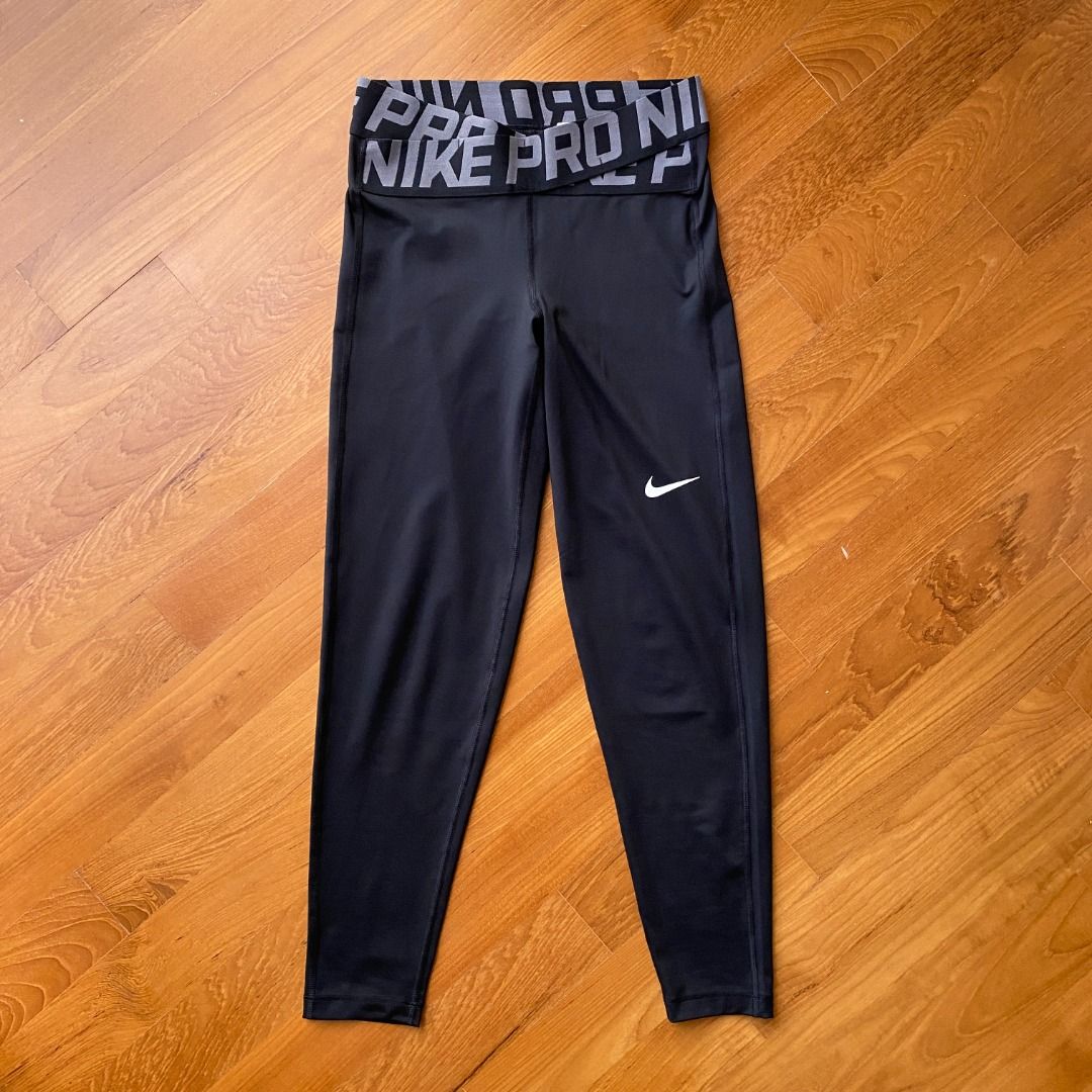Nike Pro Crossover Logo Waistband Leggings Tights, Women's Fashion,  Activewear on Carousell