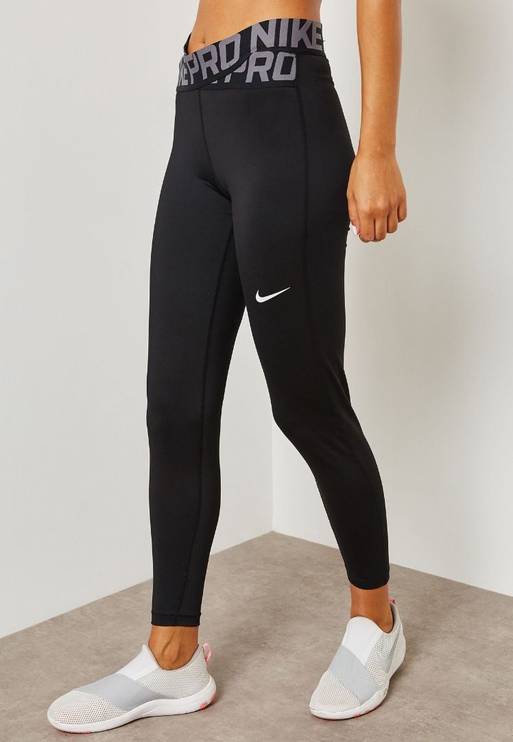 Nike Pro Crossover Logo Waistband Leggings Tights, Women's Fashion,  Activewear on Carousell