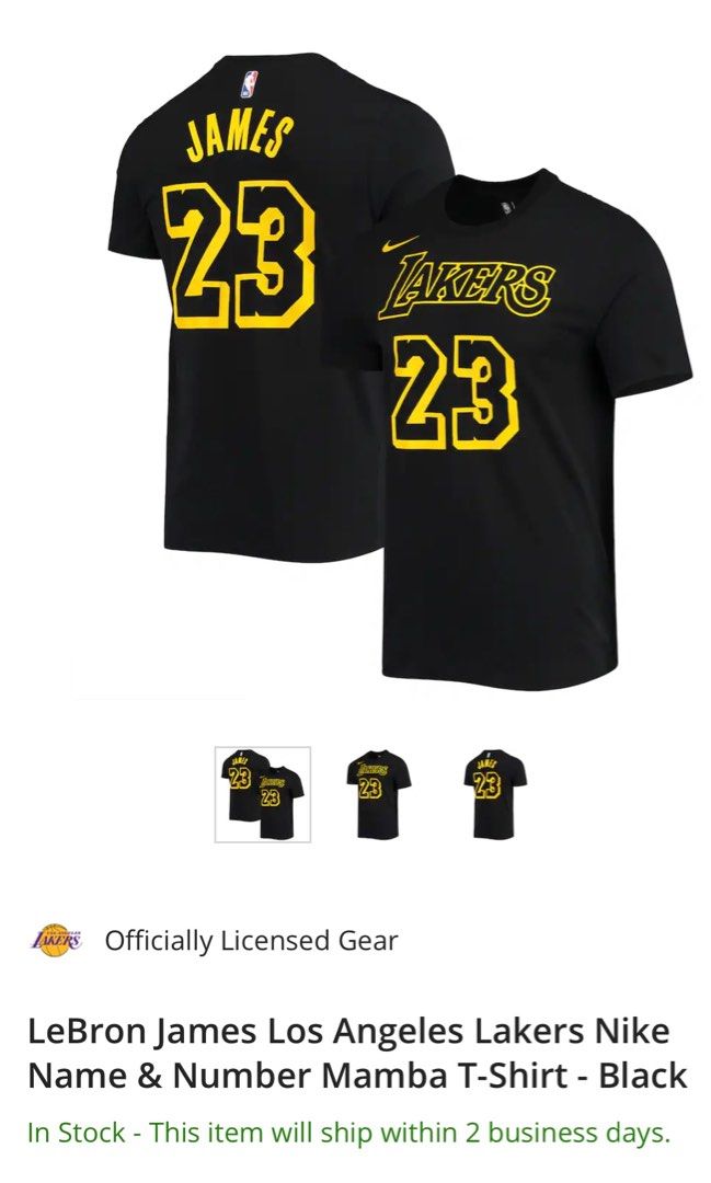 Nike Men's Nike LeBron James Black Los Angeles Lakers Name & Number Mamba T- Shirt