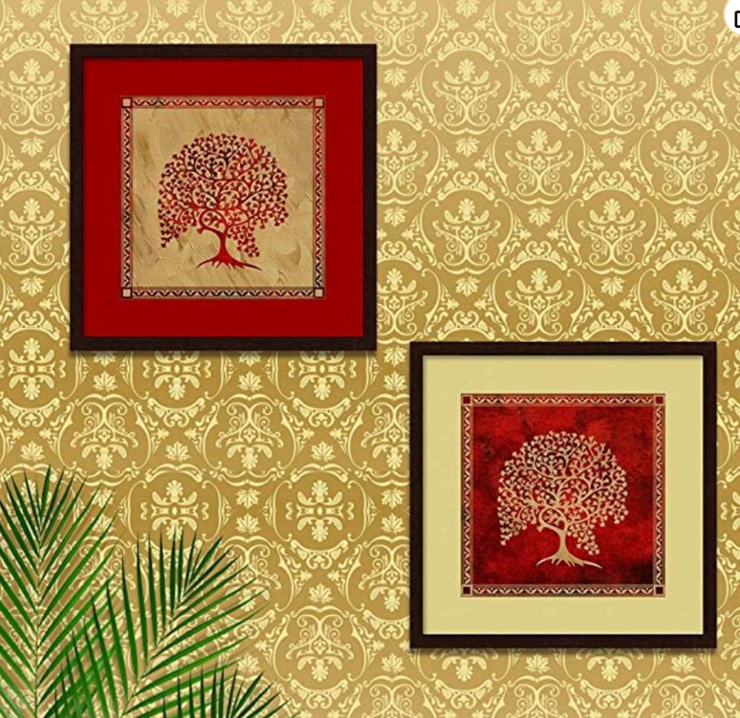 Pair of Tree of Life Paintings, Furniture & Home Living, Home Decor