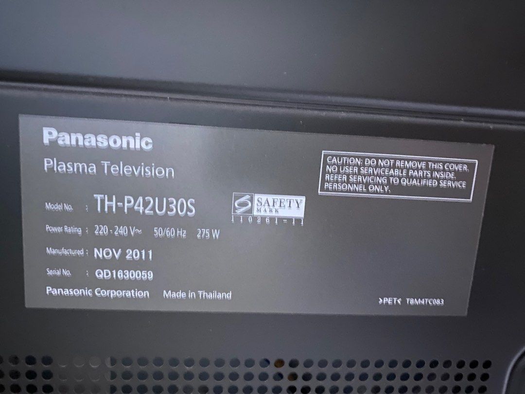 Panasonic Plasma TV 42 inch, TV & Home Appliances, TV & Entertainment