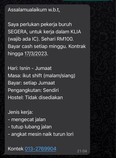Parttime / part time job di KLIA!